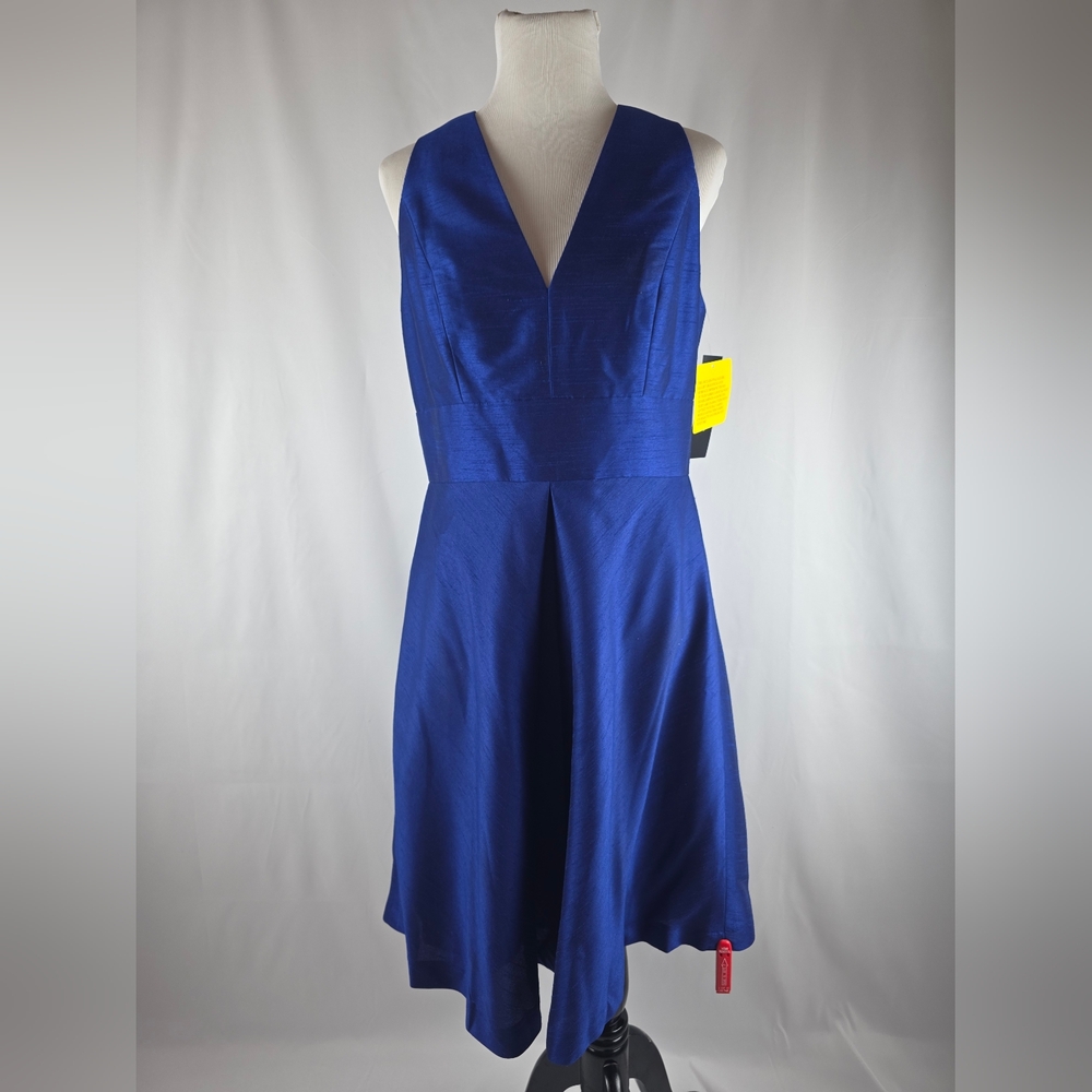 ALFRED SUNG Royal Blue V-Neck Mini Dress With Pockets